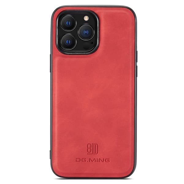 DG.MING Mobilskal till iPhone 15 Pro Max PC+TPU+PU Läder Röd