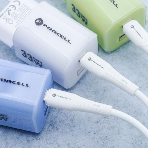 FORCELL USB-A till USB-C 66W Kabel 3A 1m QC4.0 Silikon C342 - Vit Vit