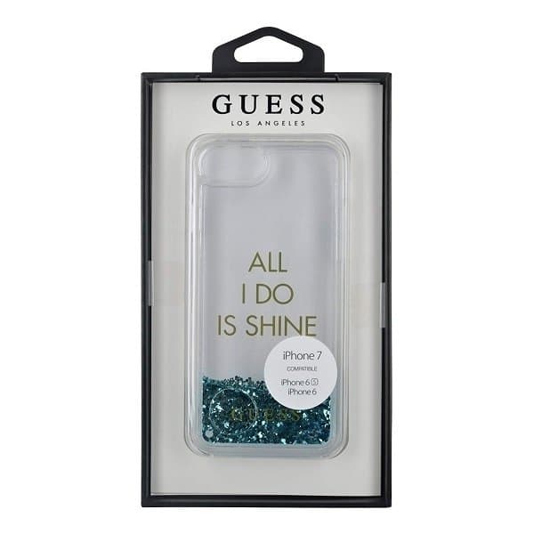 Guess Taske til iPhone 6/7/8/SE 2020 Liquid Glitter Party - Blå Blue