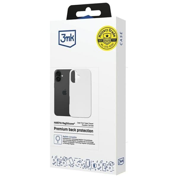 3MK Mobilskal till iPhone 16 MagSafe Silikon Hardy - Vit