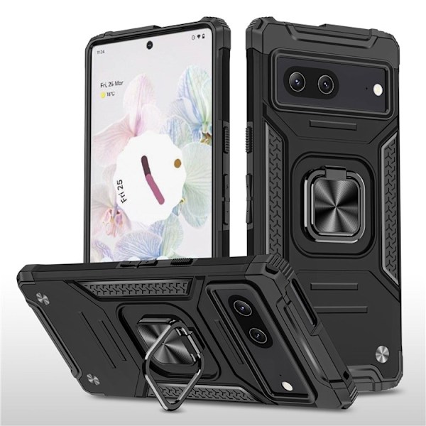 Google Pixel 7 Skal Ringhållare Kickstand Hybrid - Svart Svart