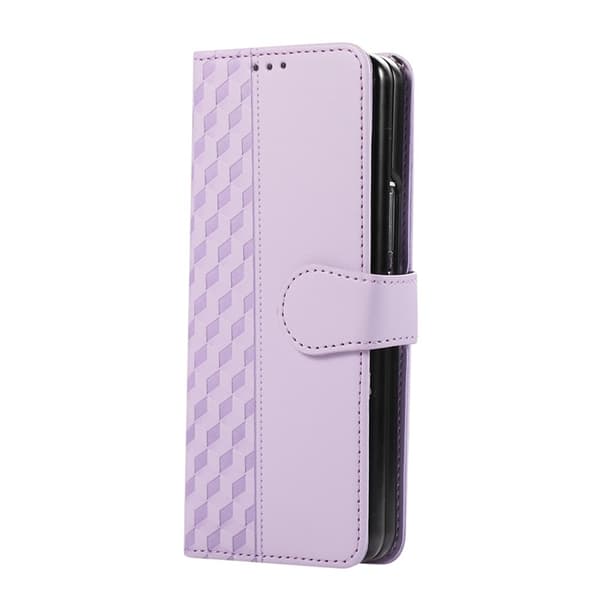 Galaxy Z Fold7 Plånboksfodral 3D Rhombus Grid Imprinted - Lila Lila