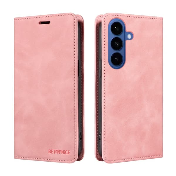 BETOPNICE Samsung Galaxy S26 Plus Plånboksfodral Konstläder RFID-Skydd - Rosa