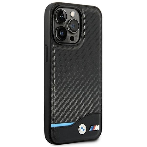 BMW iPhone 14 Pro Mobilskal Läder Carbon - Svart Svart