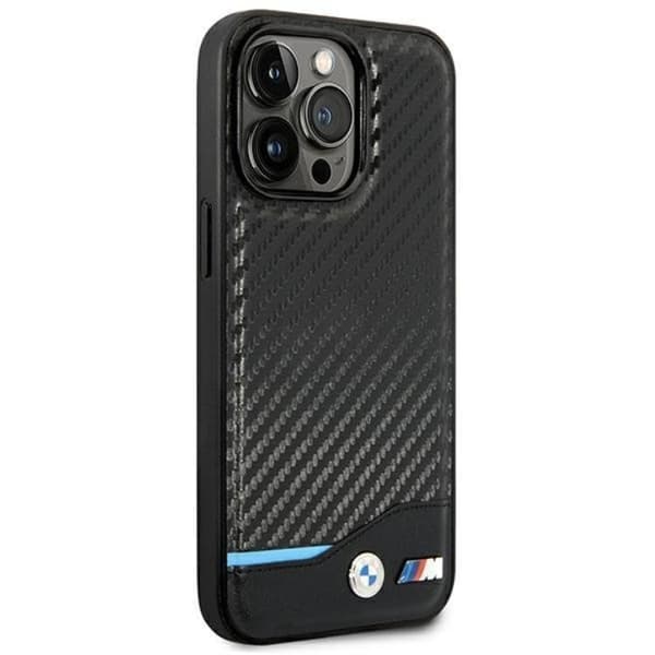 BMW Mobilskal till iPhone 14 Pro Läder Carbon - Svart Black
