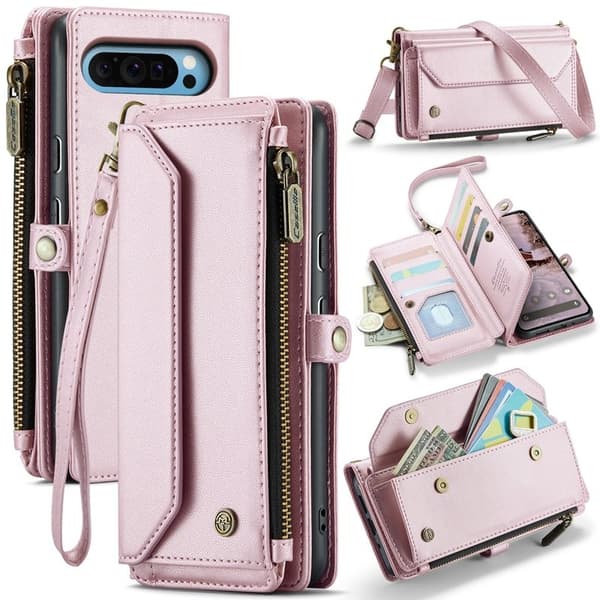 CASEME Plånboksfodral Konstläder för Google Pixel 9 Pro XL - Rosa