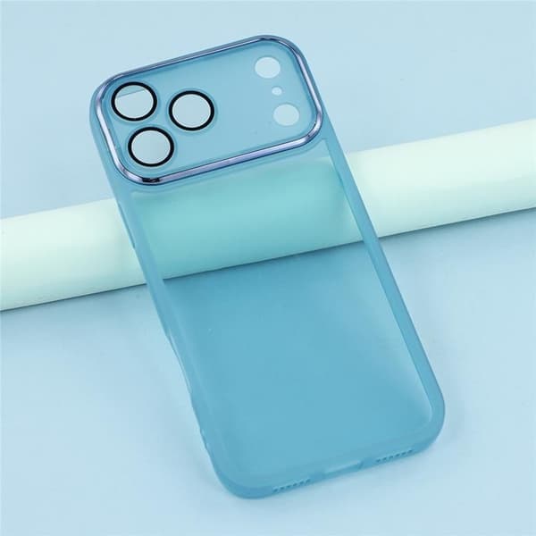 Mobilskal till iPhone 17 Pro Max Electroplated Kameraram - Transparent Blå Blå