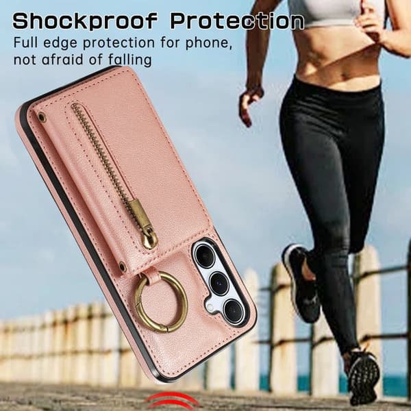 Plånboksfodral för Samsung Galaxy S26 Plus Konstläder Kickstand - Rosa