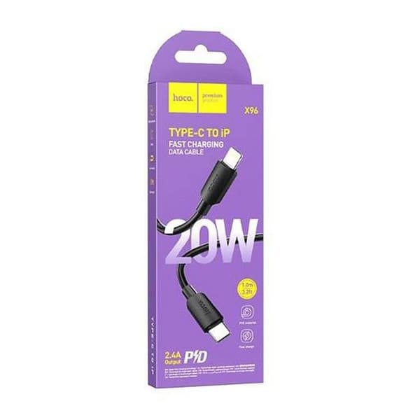 HOCO USB-C Til Lightning 20W Kabel 1m PD 2.4A X96 - Sort Black