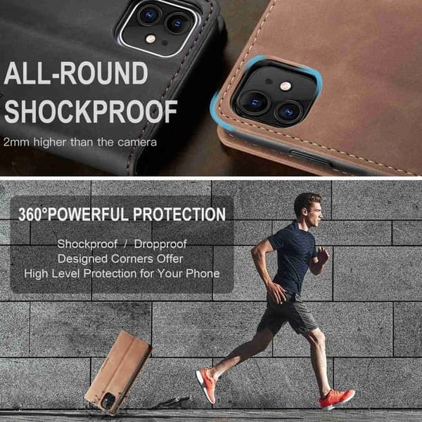 CASEME 013 Flip Konstläderplånboksfodral till iPhone 11 - Brun