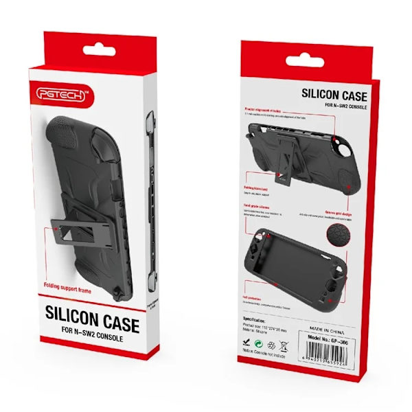 PGTECH Nintendo Switch 2 Mobilskal Silikon Kickstand - Svart