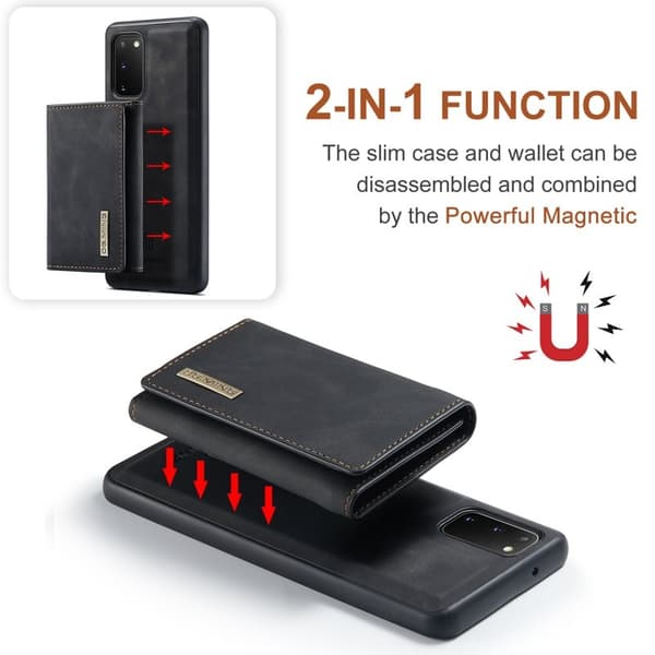 DG.MING 2-in-1 Plånboksfodral med Magnet för Samsung S20 - Svart