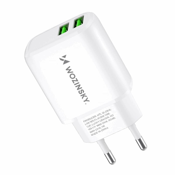 Wozinsky Väggladdare CUWCW 2.4A 2 x USB-A - Vit