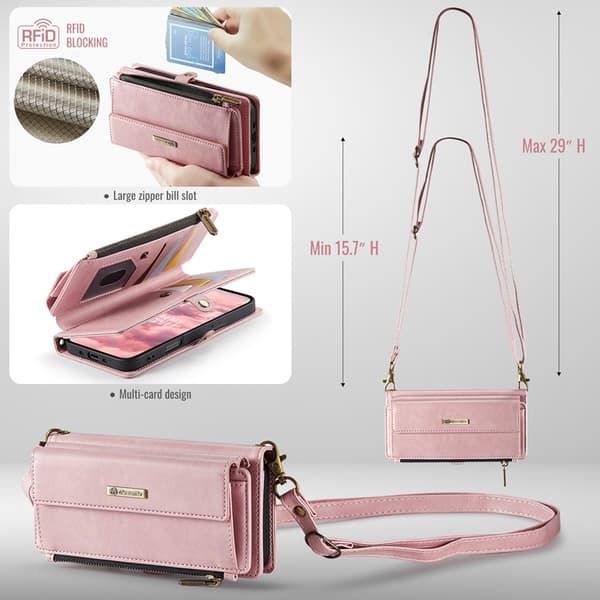 CASEME iPhone Air Konstläder Plånboksfodral RFID-Skydd Zipper Rosa