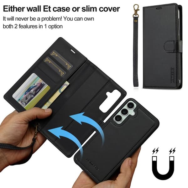 LC.IMEEKE L2 Series Samsung Galaxy A36 Plånboksfodral Konstläder - Svart