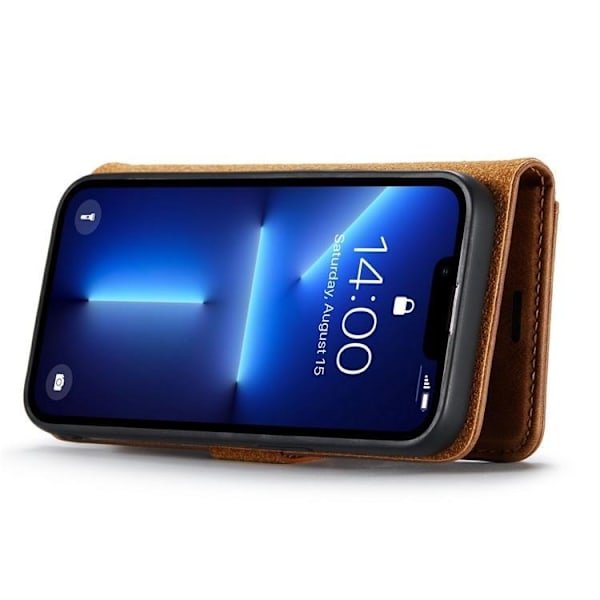 DG.MING iPhone 15 Pro Plånboksfodral Äkta Läder 2in1 - Brun