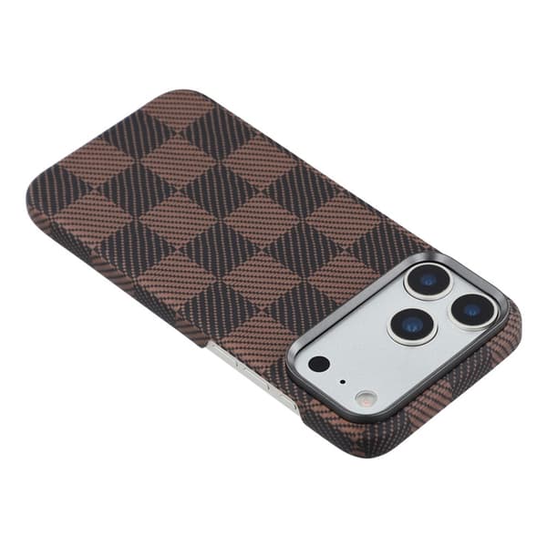 Mobilskal till iPhone 17 Pro Max MagSafe Aramid Fiber Square Grid Brun