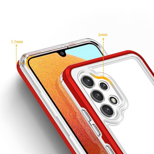 Galaxy A32 5G Skal Clear 3in1 - Rød Röd