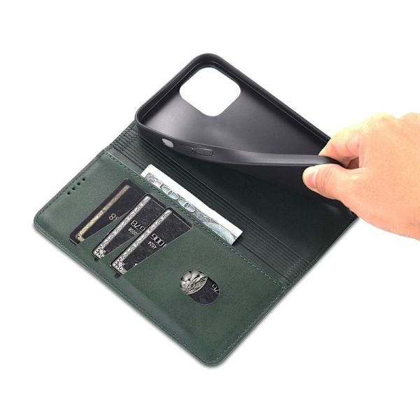 AZNS iPhone 14 Plus Plånboksfodral Konstläder - Drop-proof - Grön