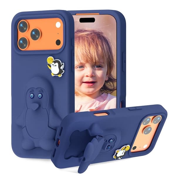 Penguin Mobilskal till iPhone 17 Pro Max Kickstand Stöttålig EVA - Blå