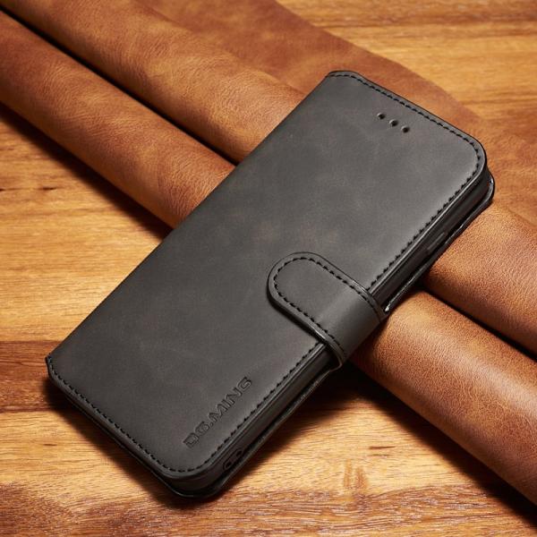 DG.MING Retro Plånboksfodral Konstläder för iPhone 8 Plus - Svart