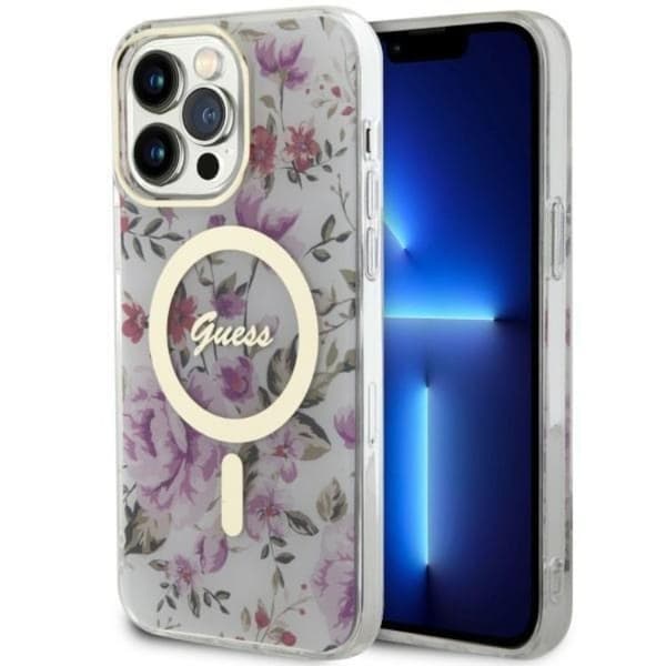 Guess Mobilskal till iPhone 14 Pro Max MagSafe Flower - Transparent Transparent