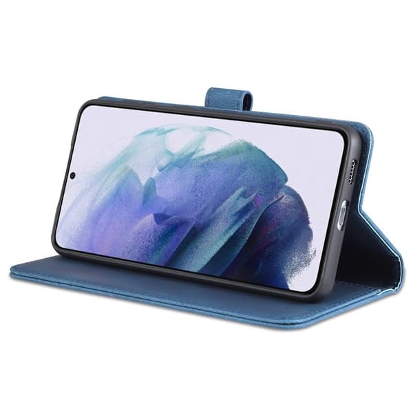 AZNS Stand Samsung Galaxy S22+ Plånboksfodral Konstläder - Blå