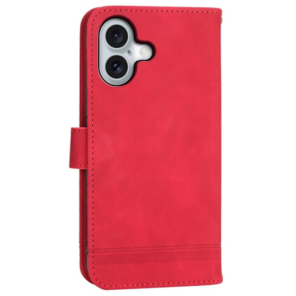 DIERFENG DF-03 Plånboksfodral för iPhone 16 Konstläder - Röd