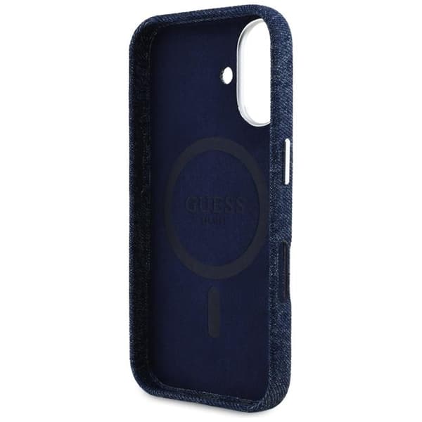 Guess Mobilskal till iPhone 16 MagSafe Denim Triangle Logo - Blå Blå