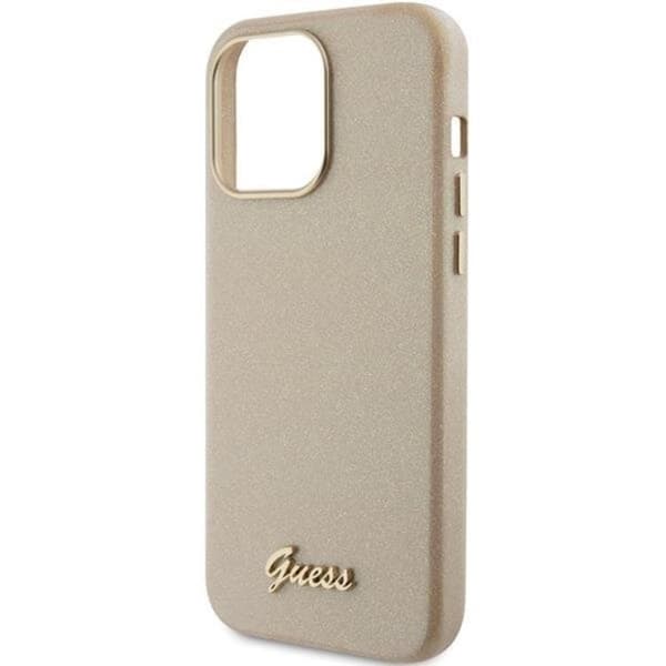 Guess Mobilskal till iPhone 15 Pro Max Glitter Glossy Script - Guld Guld