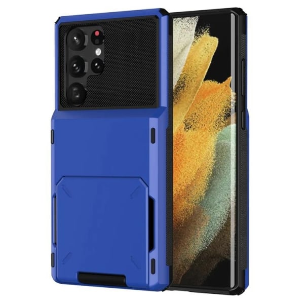 Galaxy S24 Ultra Mobilskal Flip Korthållare - Blå