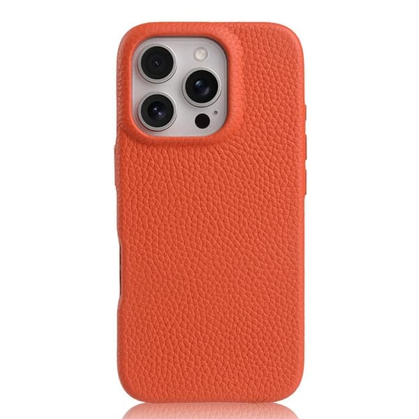 MELKCO Mobilskal till iPhone 16 Pro Magnetiskt Äkta Läder PC Orange