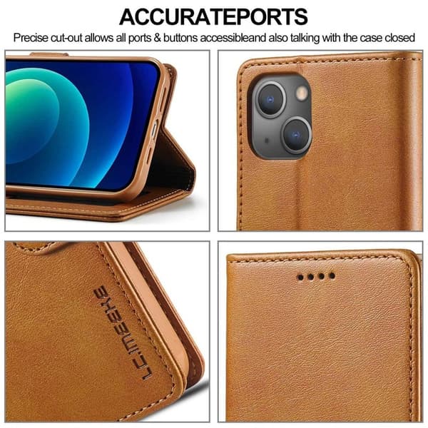 LC.IMEEKE iPhone 14 Plus Plånboksfodral - Magnetiskt Konstläder - Ljusbrun