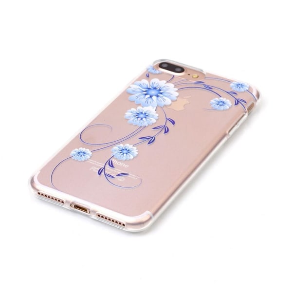 TPU Mobilskal iPhone 7 Plus - Blåa Blommor Blå