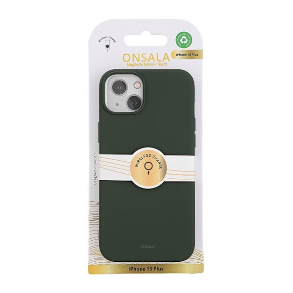 Onsala iPhone 15 Plus Mobilskal MagSafe Silikon - Olive
