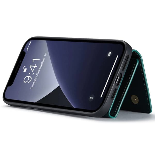 DG.MING iPhone 15 Pro Konstläder Plånboksfodral Magnetiskt Grön