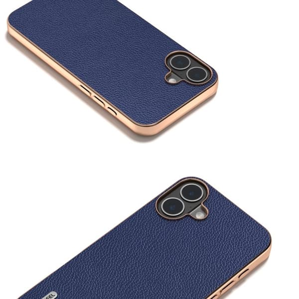 ABEEL Mobilskal till iPhone 16 Plus Äkta Läder + PC + TPU Blå