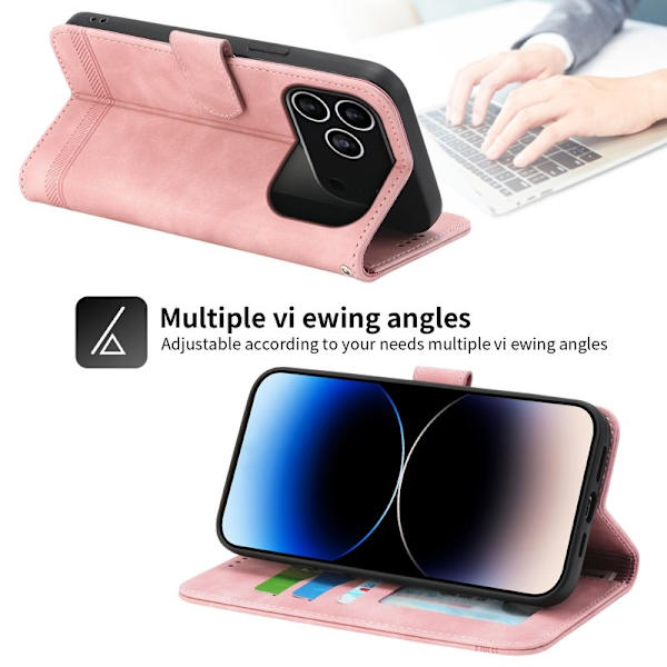 DIERFENG DF-03 Plånboksfodral för iPhone 17 Pro Konstläder - Rosa