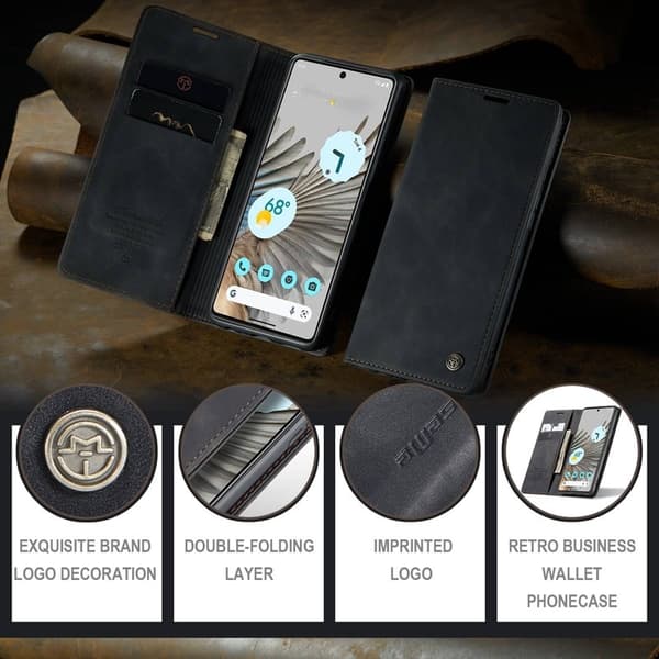 CASEME 013 Series Google Pixel 7 Pro Plånboksfodral Konstläder Svart