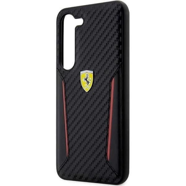 Ferrari Galaxy S23 Plus Skal Carbon Contrast Edges - Sort Black