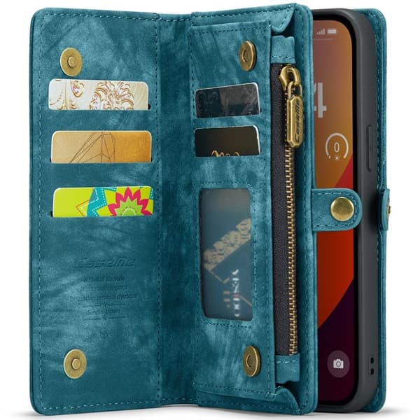 CASEME 008 iPhone 16 Pro Max Plånboksfodral Konstläder med Blå