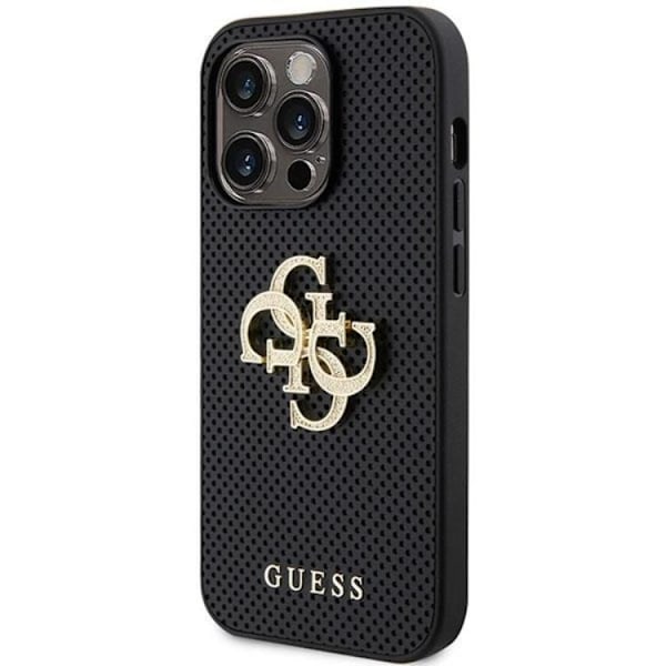 Guess iPhone 15 Pro Max Mobilskal Perforated Glitter Logo Svart