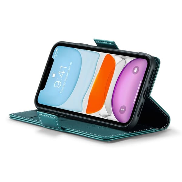 CASEME Plånboksfodral Konstläder till iPhone 11 RFID-Skydd Grön