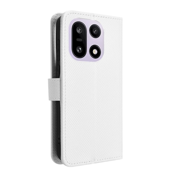 OnePlus 15 Plånboksfodral Strap Diamond Texture Konstläder Vit