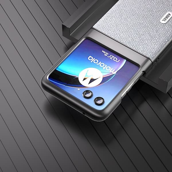 ABEEL Mobilskal till Motorola Razr 40 Ultra 5G PU Läder + PC Silver