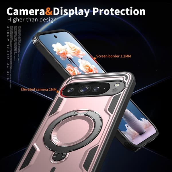 Mobilskal till Google Pixel 9 Pro Plast Militärskydd Kickstand - Roséguld