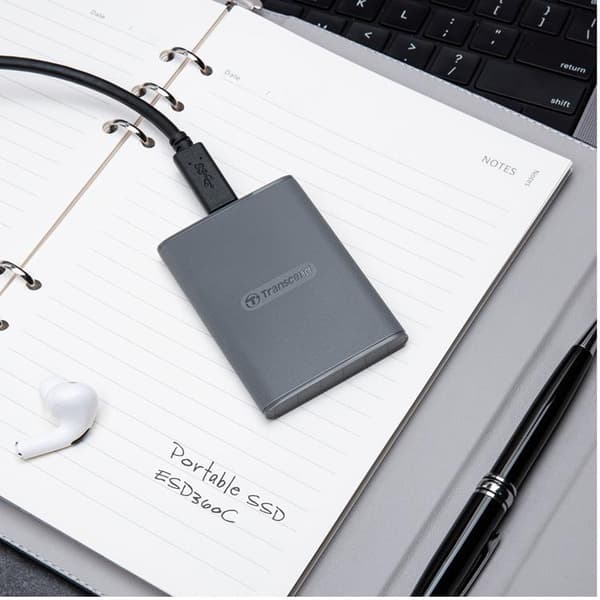 Transcend Portabel Mini SSD USB-C 2TB - Grå Grå