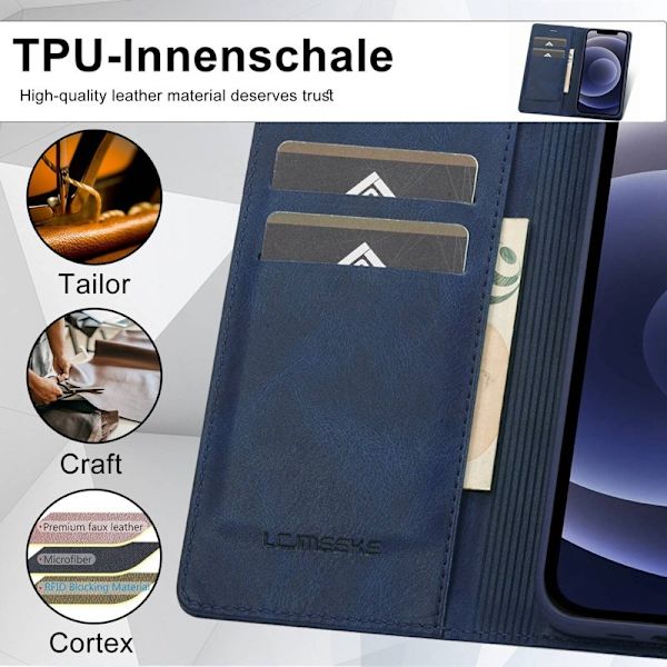 LC.IMEEKE iPhone 12 mini Plånboksfodral Konstläder - Blå