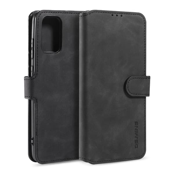 DG.MING Retro Konstläder Plånboksfodral för Samsung Galaxy S20 Plus - Svart