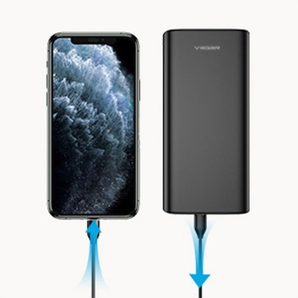 VEGER Powerbank 20000 mAh 100W PD QC 3.0 5A T100 - Svart